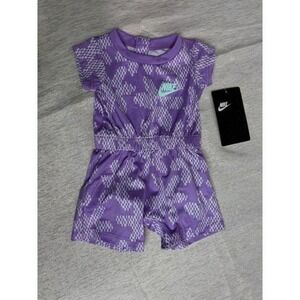 NWT newborn purple floral ‎ Nike romper